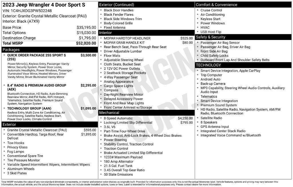 2023 Jeep Wrangler Sport S