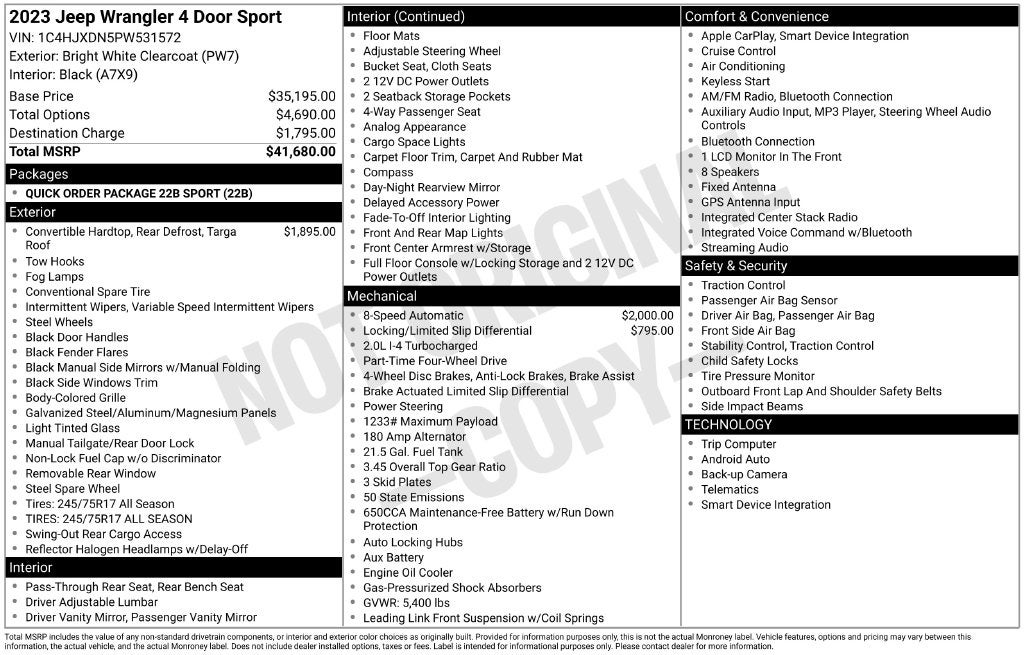 2023 Jeep Wrangler Sport