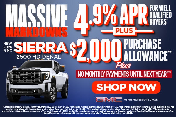 New 2026 GMC Sierra 2500 HD Denali	"4.9% APR for well-qualif