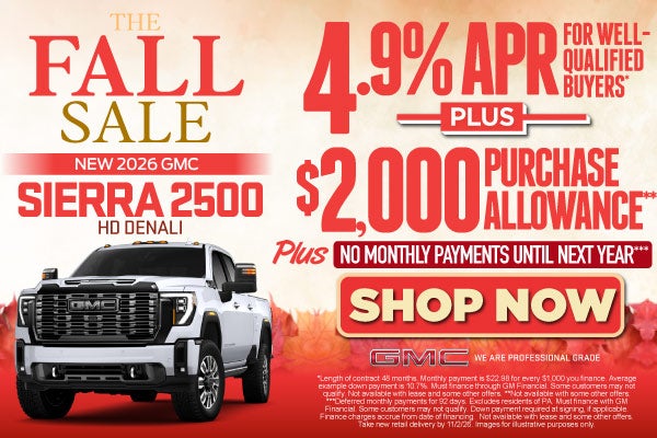 New 2026 GMC Sierra 2500 HD Denali	"4.9% APR for well-qualif